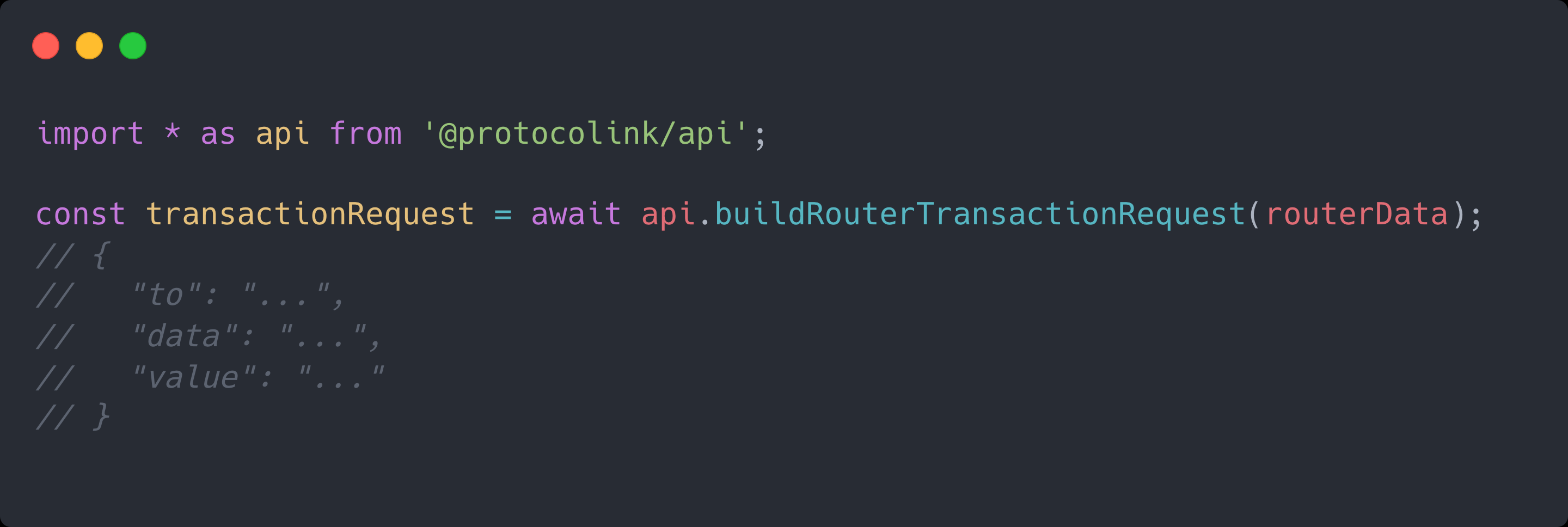 Code example: generating the transaction